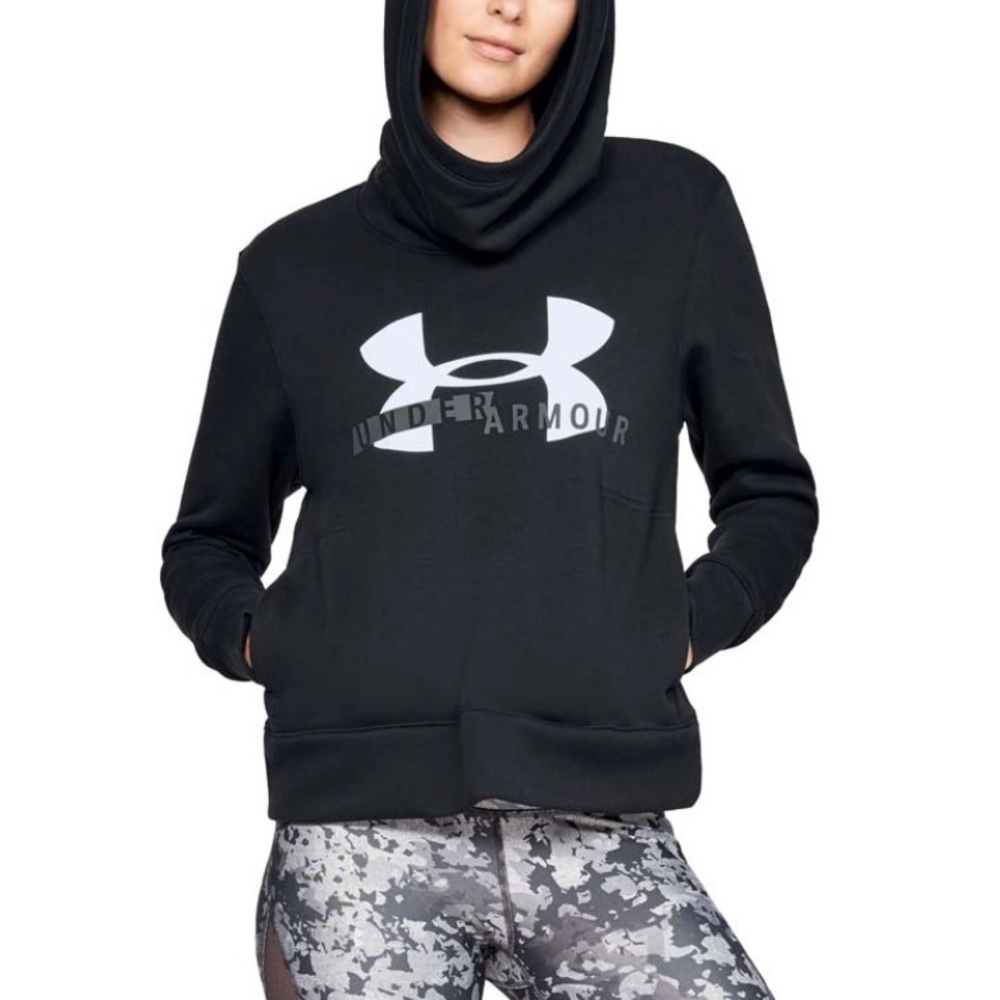 Under Armour Cotton Fleece Sportstyle Logo Rival Hoodie Size M Black Women’s